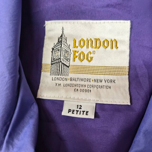 VTG London Fog Purple Trench Coat 12P Belted Double Breasted Raincoat Color Pop - Picture 5 of 6